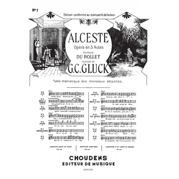 GLUCK ALCESTE N&deg; 7 IMPR&Eacute;CATIONS DIVINIT&Eacute;S DU STYX SOPRANO CHANT ET PIA