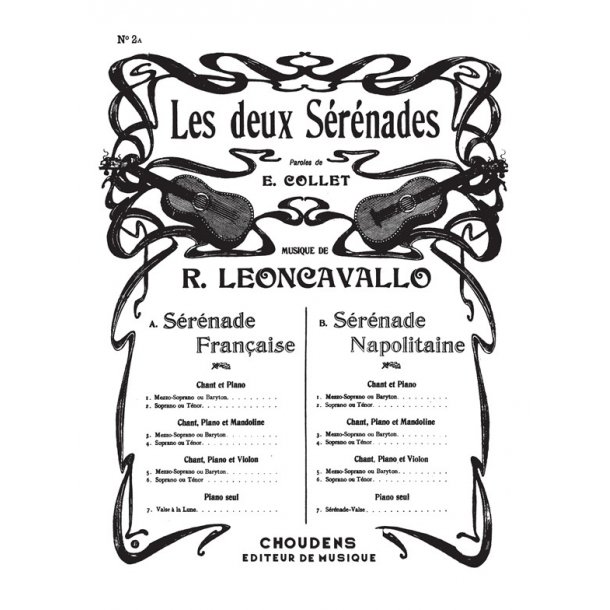 LEONCAVALLO 3 S&Eacute;R&Eacute;NADES (LES) N&deg; 2A S&Eacute;R&Eacute;NADE FRAN&Ccedil;AISE SOPRANO OU T&Eacute;NO