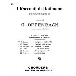 OFFNBCH I RACCONTI HOFFMANN BARCAROLE-DOLCE NOTTE-2 VOICES/PIANO