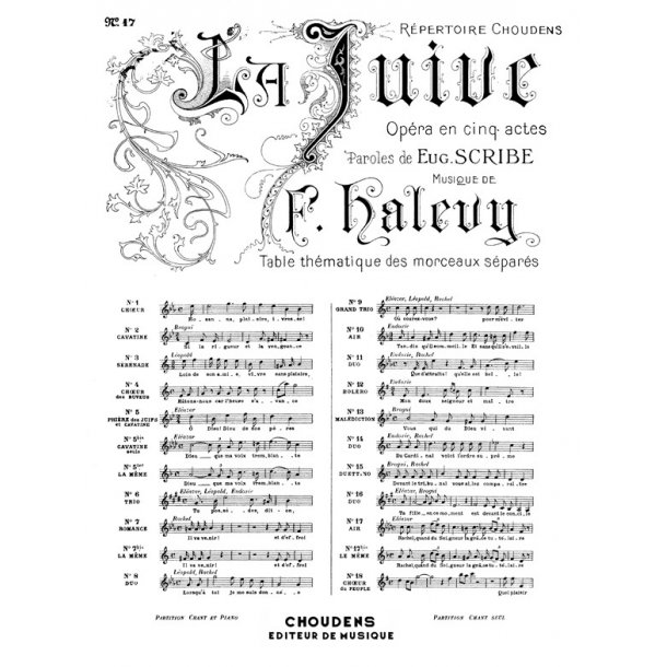 HAL&Eacute;VY JUIVE (LA) N&deg; 17 AIR RACHEL QUAND DU SEIGNEUR T&Eacute;NOR CHANT/PIANO