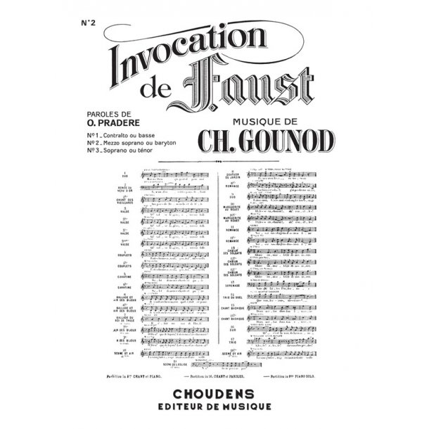 GOUNOD FAUST INVOCATION N&deg; 2 AVANT DE QUITTER CES LIEUX MEZZO OU BARYT