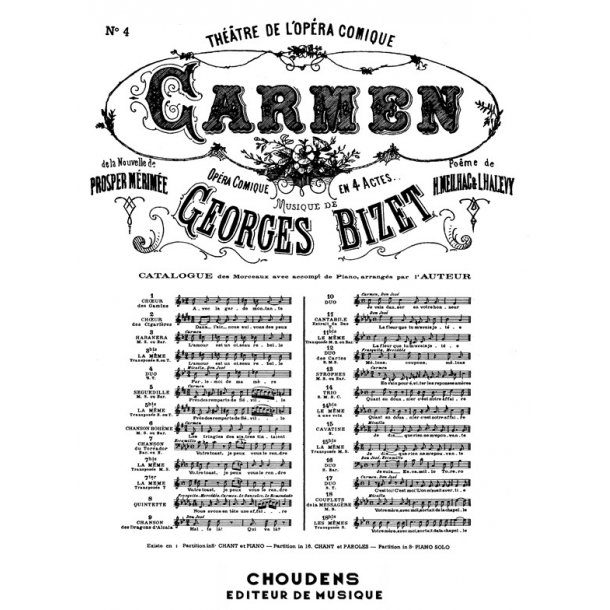 BIZET CARMEN N&deg; 4 DUO PARLE-MOI DE MA M&Egrave;RE SOPRANO ET T&Eacute;NOR CHANT ET P