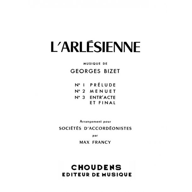 BIZET ARLSIENNE (L') ACCORDON (4 OU 5) CONTREBASSE ET BATTERIE