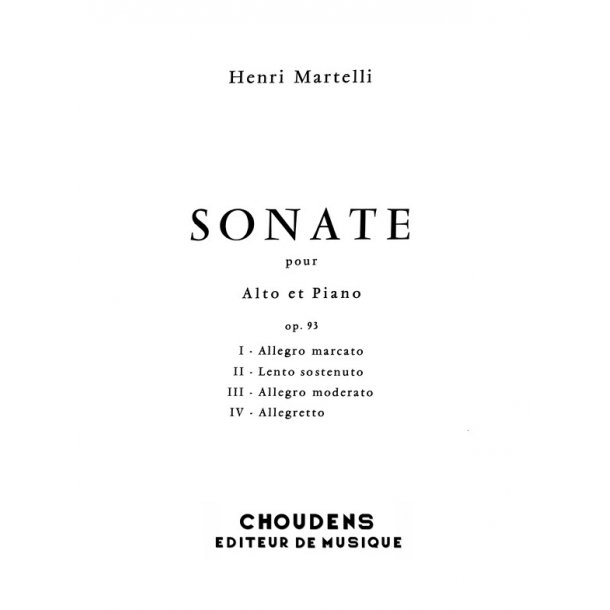 MARTELLI SONATE OPUS 93 ALTO ET PIANO