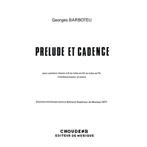 BARBOTEU PRLUDE ET CADENCE SAXHORN BASSE SIB OU TUBA EN UT OU TUBA EN