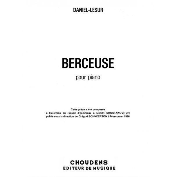 DANIEL-LESUR BERCEUSE PIANO