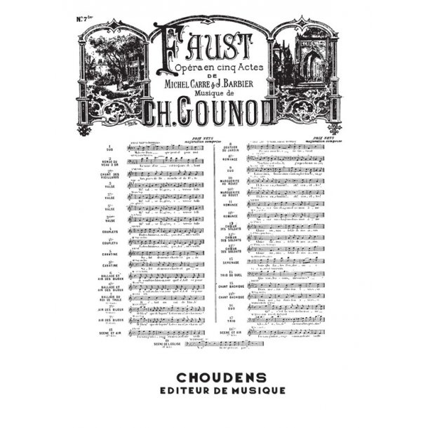 GOUNOD FAUST N&deg; 7TER AIR DES BIJOUX &Ocirc; DIEU QUE DE BIJOUX MEZZO CHANT E