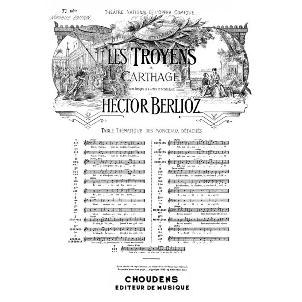 BERLIOZ TROYENS &Agrave; CARTHAGE (LES) N&deg; 8BIS COUPLETS VALLON SONORE BARYTO