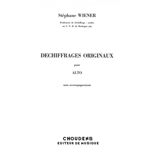 WIENER D&Eacute;CHIFFRAGES ORIGINAUX ALTO