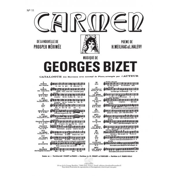 BIZET CARMEN N&deg; 11 CANTABILE EXTRAIT DU DUO LA FLEUR QUE TU M'AVAIS JE
