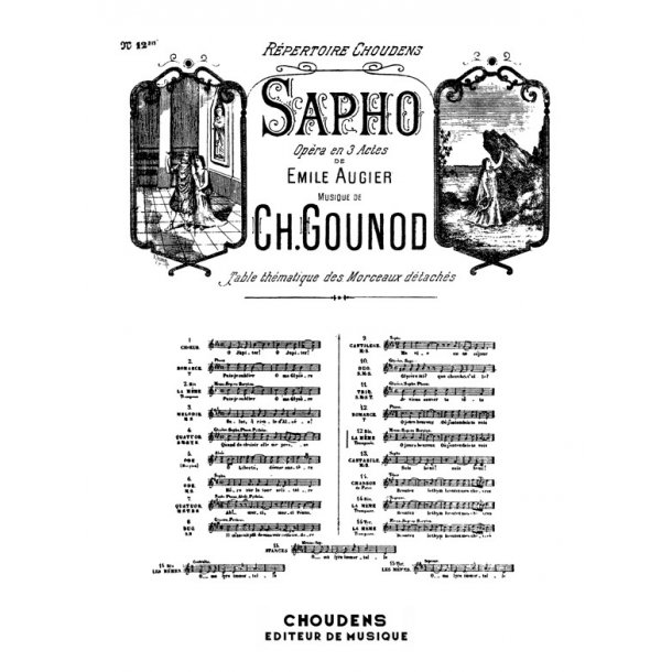 GOUNOD SAPHO N&deg; 12BIS ROMANCE &Ocirc; JOURS HEUREUX MEZZO OU BARYTON CHANT E