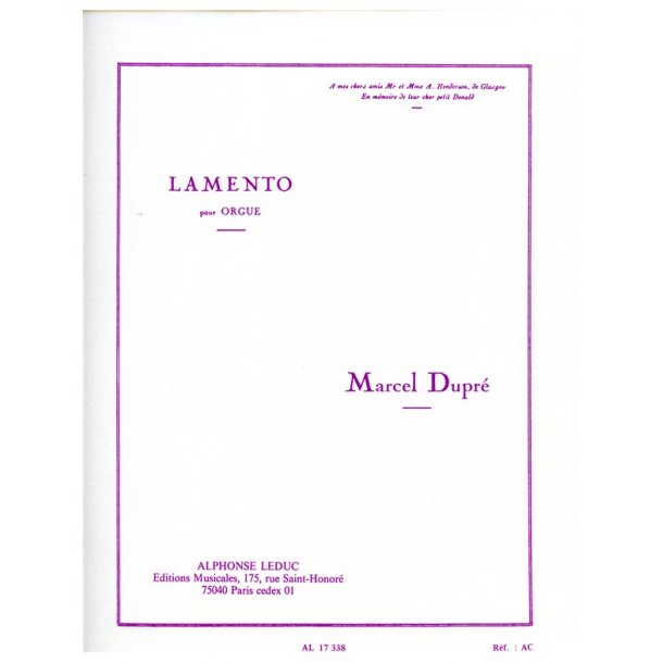 Marcel Dupr&eacute;: Lamento Op.24 (Organ)
