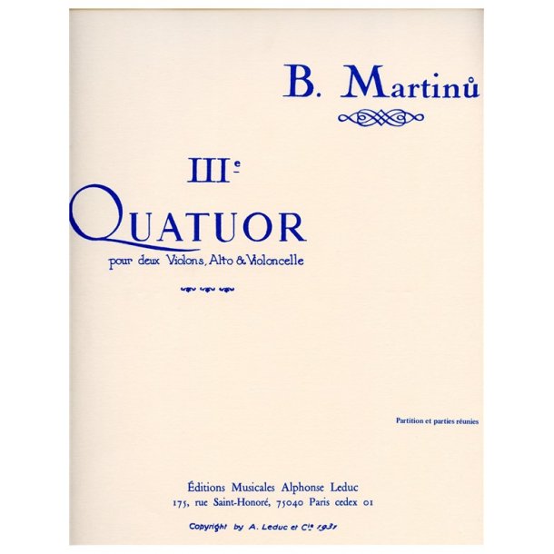 Bohuslav Martinu: Quartet No.3, H183 (Quartet-Strings)