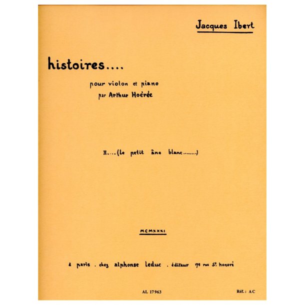 Jacques Ibert: Le Petit Ane Blanc (Violin/Piano)