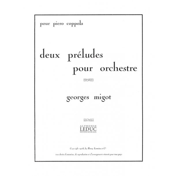 Migot Georges Deux Preludes Orchestra Score