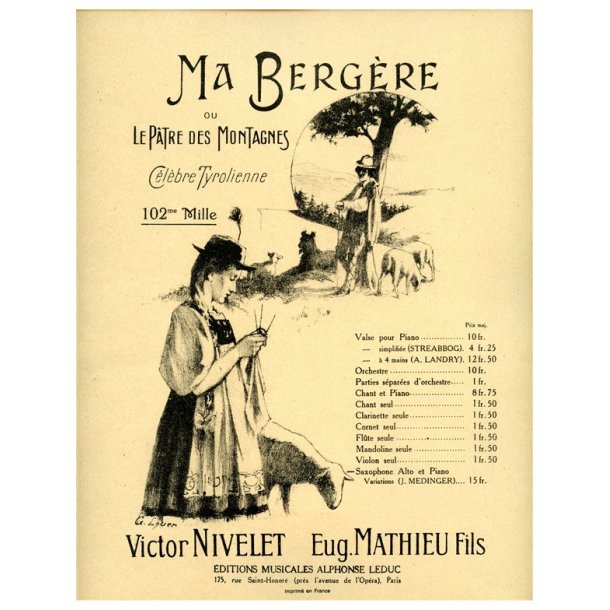 Nivelet: Ma Berg&egrave;re, Brilliantes variations (Saxophone-Alto & Piano)