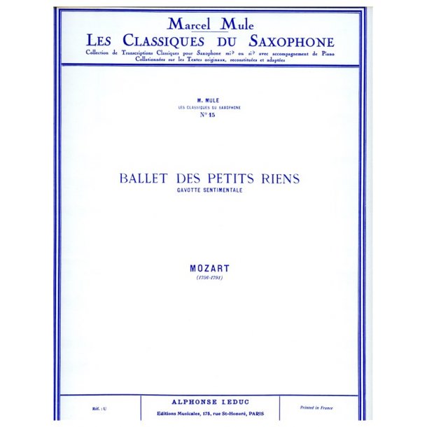 Wolfgang Amadeus Mozart: Gavotte sentimentale (Classiques No.15) (Saxophone-Alto & Piano)