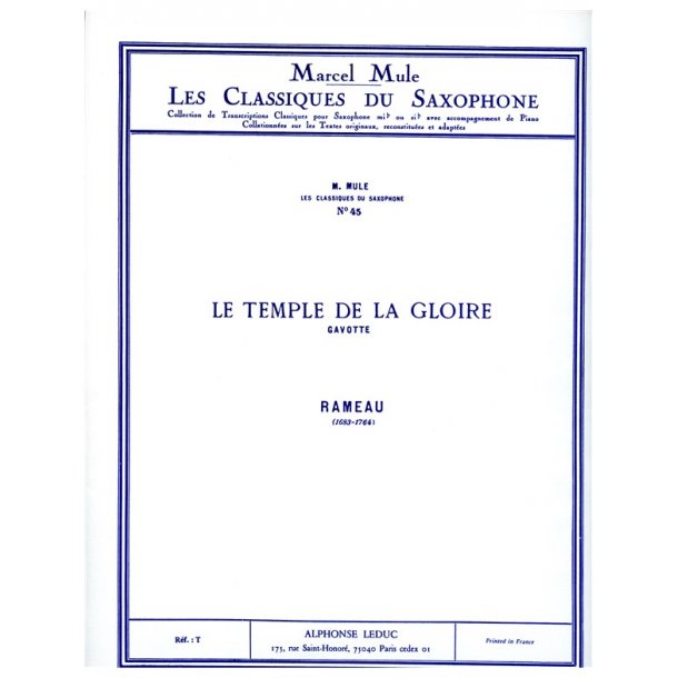 Jean-Philippe Rameau: Gavotte (Classiques No.45) (Saxophone-Alto & Piano)