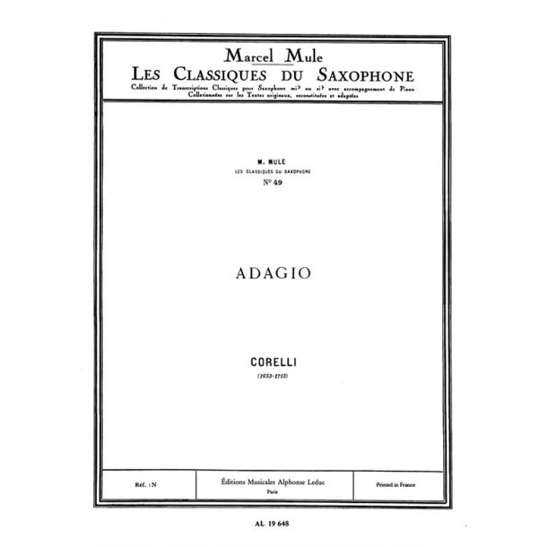 Arcangelo Corelli: Adagio (Classiques No.49) (Saxophone-Alto & Piano)