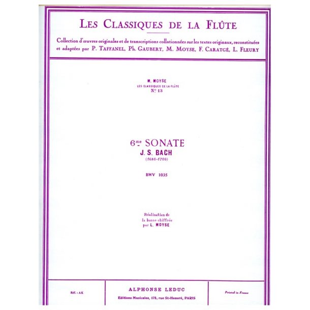 Johann Sebastian Bach: Sonata No.6, BWV1035 in E major (Classiques No.13) (Flute & Piano)
