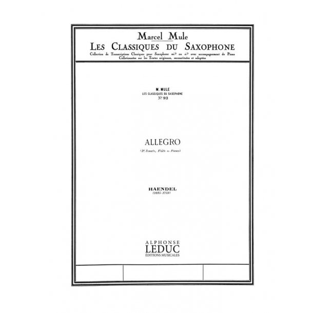 Georg Friedrich Handel: Allegro (Classiques No.93) (Saxophone-Alto & Piano)