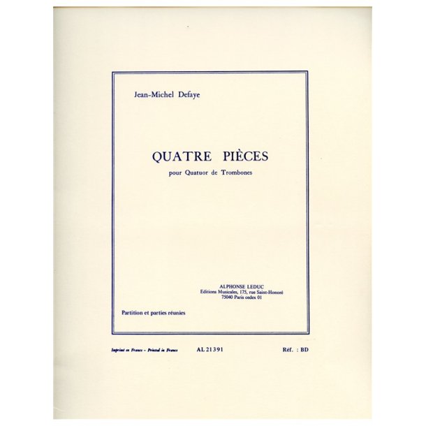 Jean Michel Defaye: 4 Pi&egrave;ces (Trombones 4)