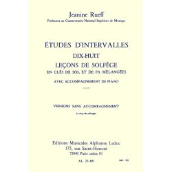 Rueff Etudes D'intervalles 18 Lecons De Solfege 5 Cles B Sans Acc Bk