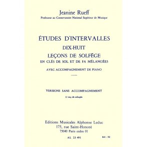 Rueff Etudes D'intervalles 18 Lecons De Solfege 5 Cles B Sans Acc Bk