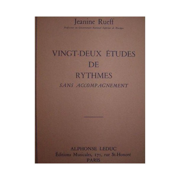 Rueff 22 Etudes De Rythme Sans Accompagnement Technical Studies