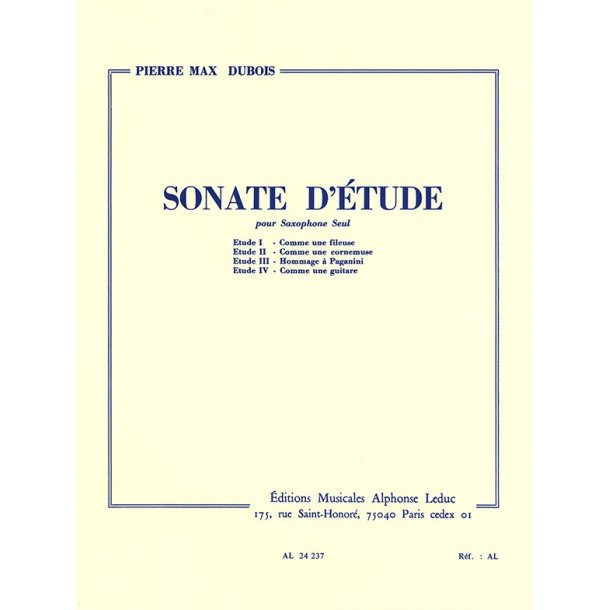 Pierre Max Dubois: Sonate d'Etude (Saxophone solo)