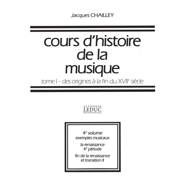 Chailley Cours D'histoire De La Musique Tome 1 Vol 4 Exemples 7 A 9