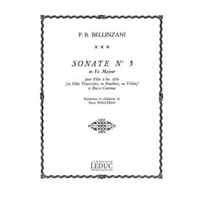 Paolo Benedetto Bellinzani: Sonata Op.3, No.5 in F major (Recorder & Continuo)
