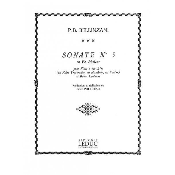 Paolo Benedetto Bellinzani: Sonata Op.3, No.5 in F major (Recorder & Continuo)