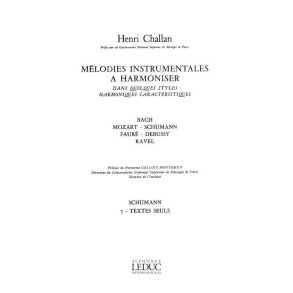 Challan Melodies Instrumentales A Harmoniser 7 Schumann Texts Seuls Bk