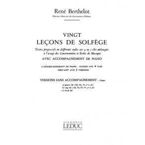 Berthelot 20 Lecons De Solfege C Cle De Sol Sans Accompagnement