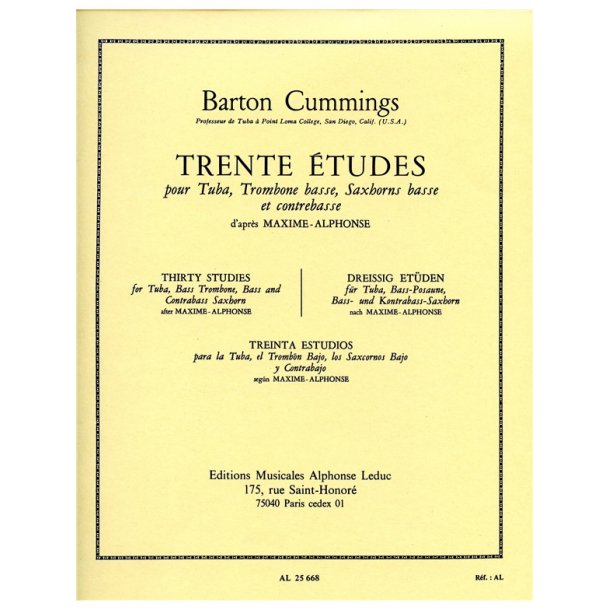 Barton Cummings: 30 Etudes d'apr&egrave;s Maxime-Alphonse (Trombone-Bass solo)