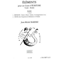 Bardez Elements Pour Un Cours D'ecriture Tonale Modale Bases 1 Bk