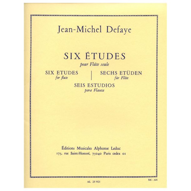 Jean Michel Defaye: 6 Etudes (Flute solo)