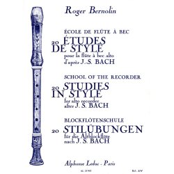 Roger Bernolin: 20 Etudes de Style d'apr&egrave;s Bach (alto) (Recorder solo)