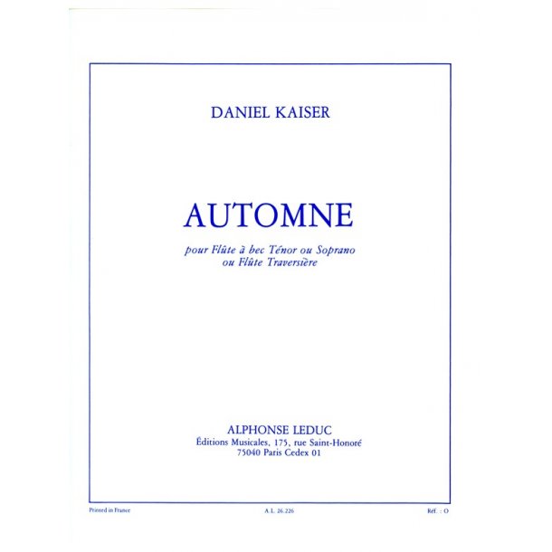 Hermann Josef Kaiser: Automne for Flute or Recorder Solo