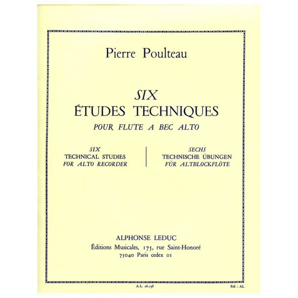 Pierre Poulteau: 6 Etudes techniques (alto) (Recorder solo)