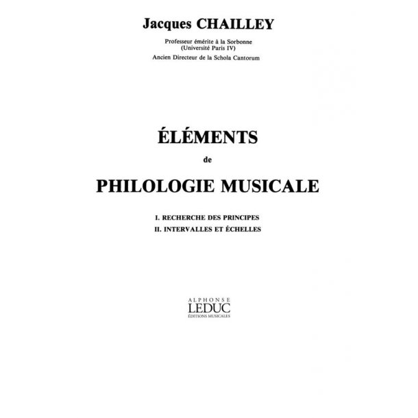 Chailley J. Elements De Philologie Musicale Music Theory