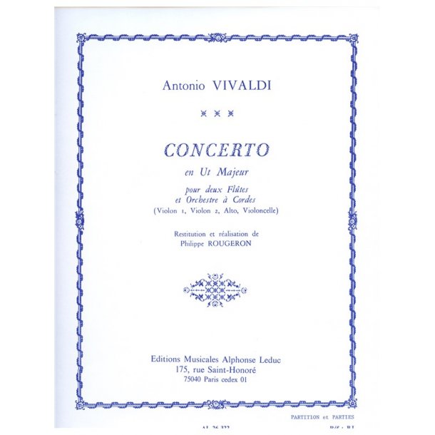 Antonio Lucio Vivaldi: Concerto FVI/2 (RV533) in C major (Flutes 2 & Orchestra)