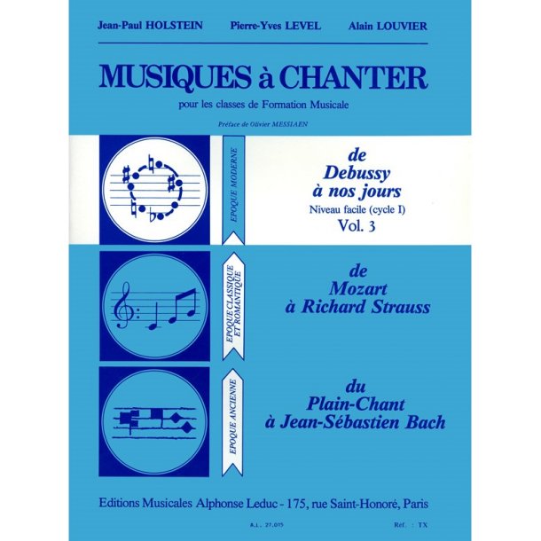 Holstein Level Musiques A Chanter Cycle 1 Niveau Vol 3 Debussy Vce Bk