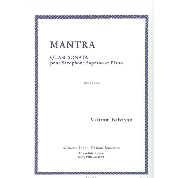 Babayan: Mantra (Saxophone-Tenor & Piano)
