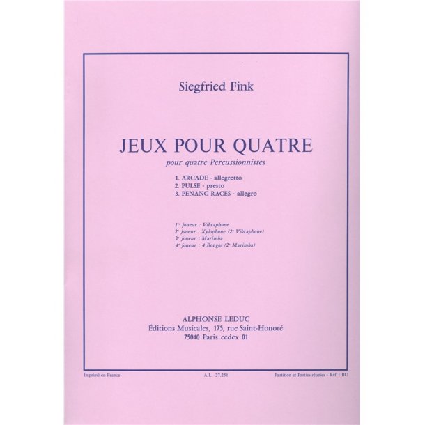 Siegfried Fink: Jeux pour Quatre (Percussions 4)