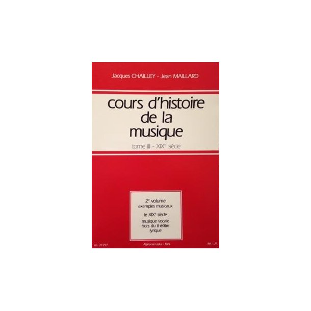 Chailley Cours D'histoire De La Musique Tome 3 Vol 2 Exemples Musicaux
