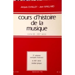 Chailley Cours D'histoire De La Musique Tome 3 Vol 3 Exemples Musicaux