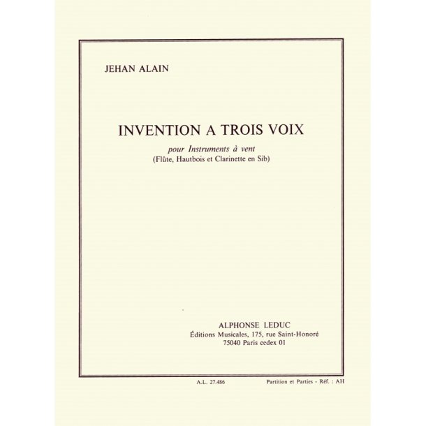 Jehan Ariste Alain: Invention &agrave; 3 Voix (Trio - Woodwind)