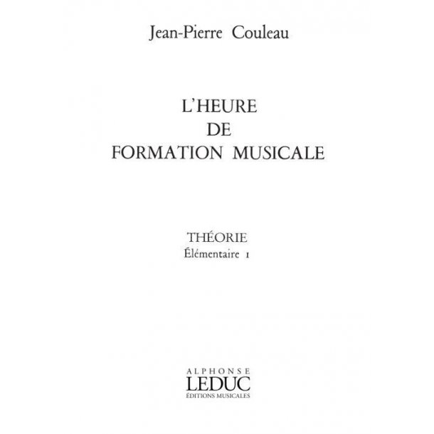 Couleau Heure De Formation Musicale Elementaire 1 Theorie Book